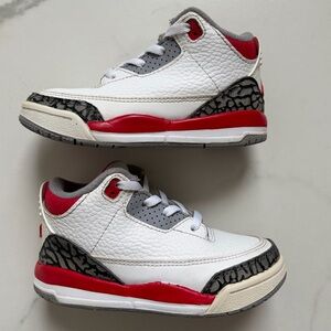 2022 Jordan 3 Retro Fire Red TD Toddler Size 8C White Red Black